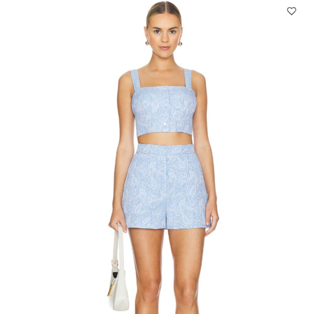 Amanda Uprichard 2 piece set Reeves Shorts & Spade Top powder blue